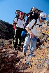 Backpackers decending the Tanner Trail, Grand Canyon national Park. (c) Rob Kleine, All Rights Reserved.  www.gentleye.com