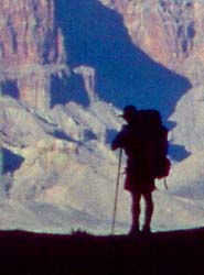 Silhouetted backpacker.  (c) Rob Kleine, All Rights Reserved.  www.gentleye.com